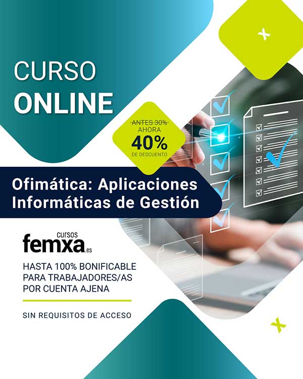 Cartel anunciador de los cursos de de informática de Femxa