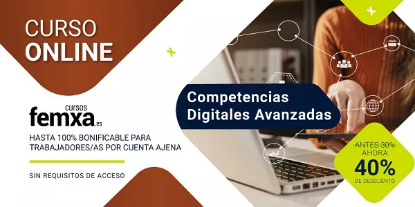 cartel anunciador del curso de Femxa Competencias Digitales Avanzadas